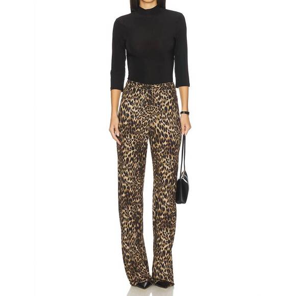 NEW NILI LOTAN kiana jersey pant in vintage leopard print